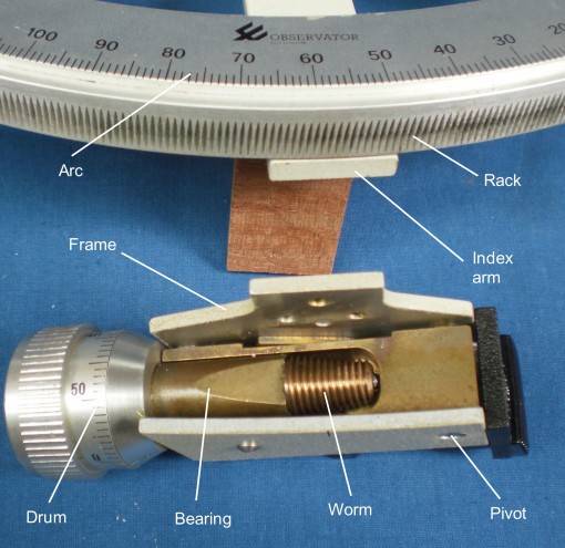 Figure 10: Micrometer mechanism removed from index arm.